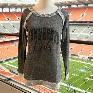 GAMEDAY COUTURE JEWELED TENNESSEE VOLS LONG SLEEVE TOP GRAY BLACK SIZE SIZE S